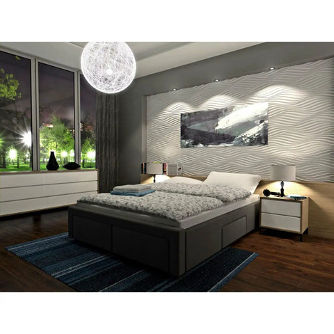 Bedroom with Wind Seamless 3D Wall Panels White Pack Of 6 Tiles For Quick Seamless Walls And Ceilings 24 Sq Ft Coverage