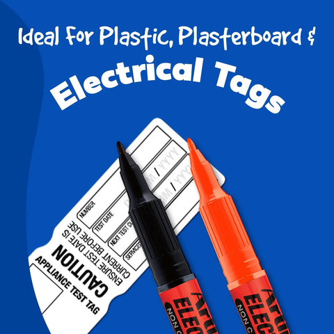 Electricians Markers Twin Nib Pro Grade Series Non Conductive Ink And Barrel Black 0.4mm Fine And 1.0mm Bullet Tips Pack Of 12