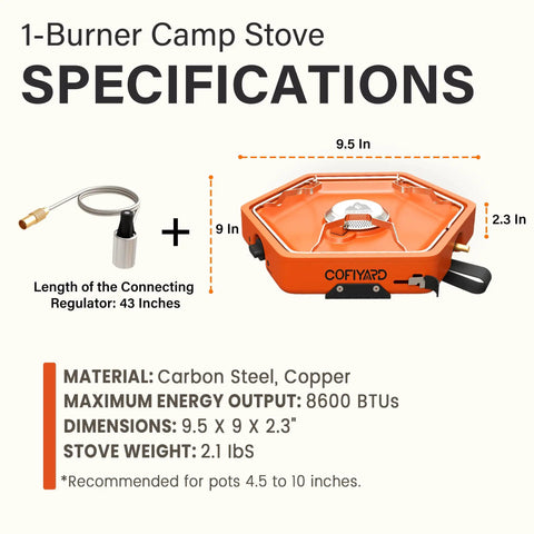 Portable One Burner Propane Camp Stove With Carry Strap For Backpacking Outdoor Cooking Flick Ignition 8600 BTU Gas Stove