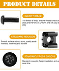 Detailed view of 50 Pack Top Shelf Rock Solid M6 Rack Mount Cage Nuts And Hex Screws Paired With Lock Washers Built Tough Black Nickel Plated Steel.