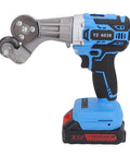 Powerful 21V Cordless Electric Metal Shears featuring fast cutting rotating disc blades, compact design with rechargeable battery.