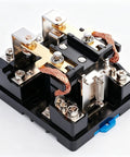 Heavy Duty Electromagnetic Relay AC 220V Coil DPDT 80A Switch 2NO 2NC Contacts Industrial Control Module with terminals from a close angle.