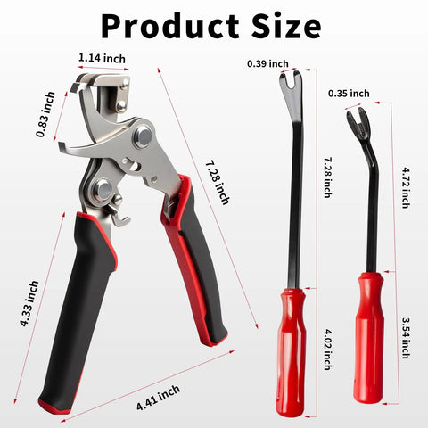 Heavy Duty Car Clip Pliers 2 Pack Set Auto Trim Removal Tool Stainless Steel Fastener Remover dimensions and features