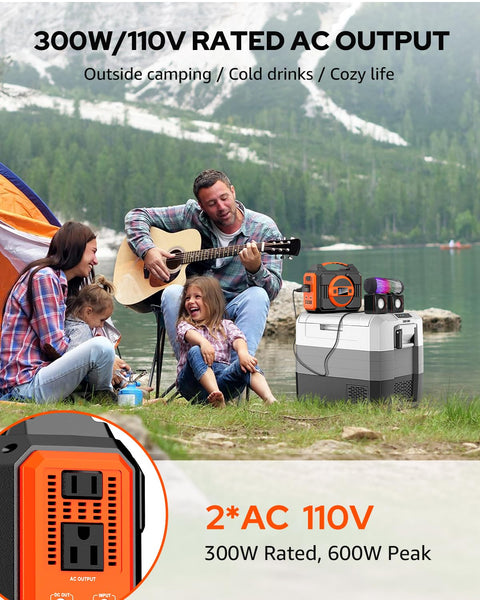 Rugged 300W Portable Power Station For Off Grid Adventures, Solar Generator Backup Battery Pack 220Wh 60000mAh, family camping