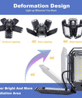Adjustable Deformable LED Garage Lights With Five Flexible Panels That Lock At 0 45 Or 90 Degrees illustration