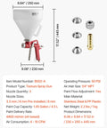 Professional Air Texture Spray Gun With 1.45 Gallon Hopper And Swappable Nozzles, featuring stainless steel, 3 nozzles.