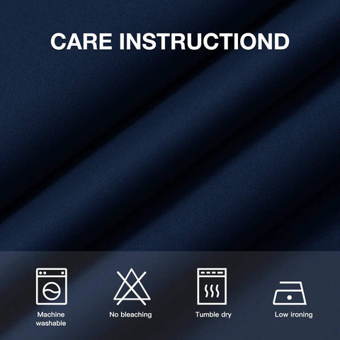 Care instructions for Grommet Blackout Curtains Set Of 2 Navy Blue 52 By 72 Inches Each Panel Thick Polyester Light Blocking Thermal Drapes For Bedroom Or Living Room Room Darkening With 8 Silver Grommets Per Panel