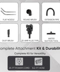 Heavy Duty Industrial Wet Dry Vacuum With Dual Motors 3.3 HP Delivers 222 CFM And 76 Inch Water Lift 27 Inch Squeegee 120V 20A Plug 2 Year Warranty Ideal For Construction Sites Warehouses And Tough Cleanup attachment kit with hoses and tools
