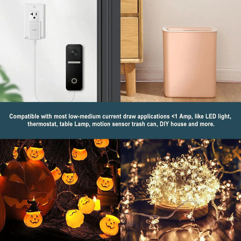 AC Power Adapter For Two AA Batteries To Run LED Lights And Decor White 1.8m Cable Wall Power Solution in use with festive lights.