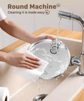 Stainless Steel Cat Water Fountain For Quiet Hydration And Easy Living, 74oz 2.2L lid being cleaned in sink
