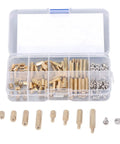 Brass M3 Hex Spacer Kit 120 Pieces Built For DIY Projects And Metalwork Premium Quality Spacers And Nuts Set Oxidation Resistant And Easy To Install Great For Automotive And Industrial Use in storage box