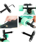 All In One Skate Tool Kit For Skateboards And Longboards With T Type Allen Key And L Type Phillips Head Wrench in use with skateboard