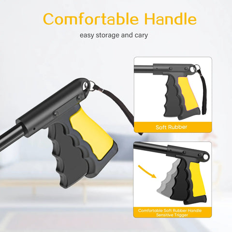 Ultra Long Grabber Reacher Tool For Easy Lifts And Reaching 59 Inch Reach With Magnetic Tip And 360 Degree Rotating Anti Slip Jaw 4 Inch Wide Claw Opening Yellow Handy Senior Helper For Home Garden And Garage