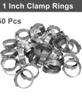 50 Pack Stainless Steel Cinch Clamps 1 Inch Crimp Rings Pinch Clamp Rings For PEX Tubing Pipe Fitting Connections Leak Proof Seal Rust Resistant
