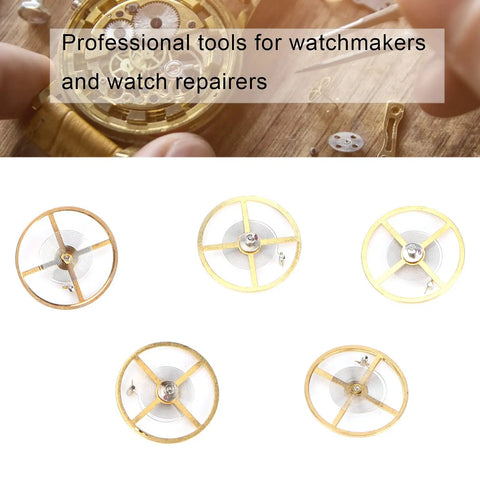 Pro Grade Watch Repair Tool Kit with balance wheel and hairspring replacement for 8205 movement, precision parts displayed.