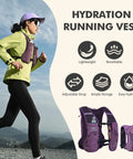 Woman running with Ultra Lightweight 8L Hydration Vest With 500ml Bottle For Men And Women, breathable mesh running pack