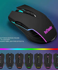 Wireless Gaming Keyboard And Mouse Combo With LED Backlit Rechargeable 3800mAh Battery Mechanical Feel Anti-Ghosting Keyboard 7D 3200DPI Mouse 2.4G High-Speed Wireless For PC Gamers, featuring RGB lighting.