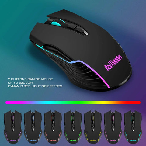 Wireless Gaming Keyboard And Mouse Combo With LED Backlit Rechargeable 3800mAh Battery Mechanical Feel Anti-Ghosting Keyboard 7D 3200DPI Mouse 2.4G High-Speed Wireless For PC Gamers, featuring RGB lighting.