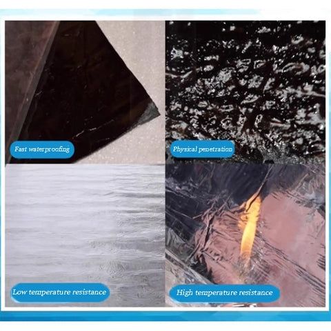 Heavy Duty Self Adhesive Asphalt Roofing Tape With Thick Aluminum Foil Backing For Quick Leak Sealing And Bulletproof Waterproof Exterior Cladding Roll showing waterproof features and texture.