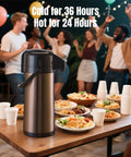 Upgraded Airpot Coffee Carafe With Double Pump Stainless Steel Drink Dispenser For Hot And Cold Bevs With Lazy Susan Base at party