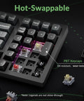 Slick Wireless Mechanical Keyboard With Numeric Keypad featuring hot-swappable PBT keycaps and rapid response for gamers and professionals.