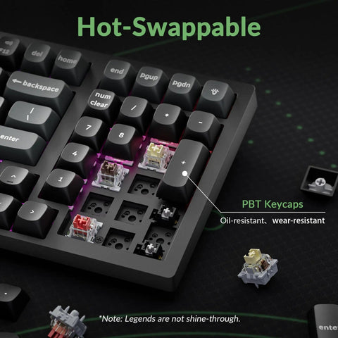 Slick Wireless Mechanical Keyboard With Numeric Keypad featuring hot-swappable PBT keycaps and rapid response for gamers and professionals.