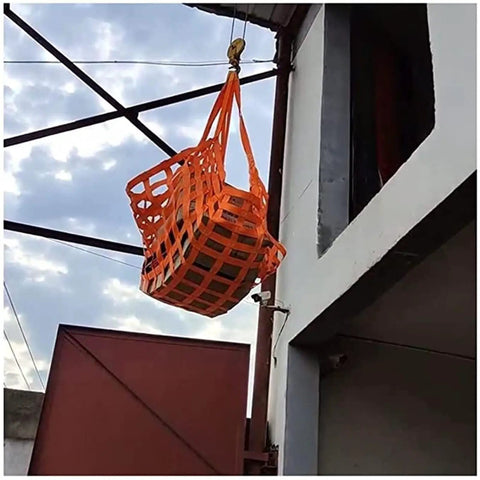 Lock Down Your Gear Without A Sweat With This Badass Heavy Duty Elastic Cargo Net And 2X2M Polyester Lifting Mesh Featuring Four Extended Corner Slings For Safe Industrial Hoisting And Secure Freight Transport, lifting a cargo load.