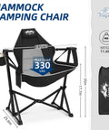 Ultra Comfy Portable Hammock Camping Chair With Adjustable Backrest, Padded Armrests And Headrest, Cup Holder And Side Pocket, Folding Design That Supports Up To 330 Lbs, Perfect For Camping, Lawn, Backyard Or Concerts, Stargazer Black.