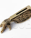 Finger Guard Bolster And Pommel Set For Knife Handles Owl Bird Animal Design, hand casted solid bronze, detailed talon view