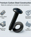 Heavy Duty Rack Screws 10-32 With Nylon Washers Set Built Tough Carbon Steel 50 Pack showcasing premium carbon steel and zinc plating.