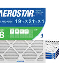 MERV 8 Pleated HVAC Filter 19 7/8 X 21 1/2 X 3/4 In Four Pack High Efficiency Furnace And Air Conditioner Filter