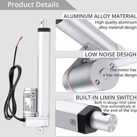 Rugged 12V Stroke Linear Actuator With 660 Lbs Thrust 5 mm Per Second Speed IP54 Waterproof Reverse Polarity Switch details