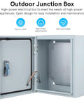Open view of Beefy Outdoor Wall Mounted Metal Electrical Junction Box Weatherproof Control Panel Enclosure 250x300x140mm.