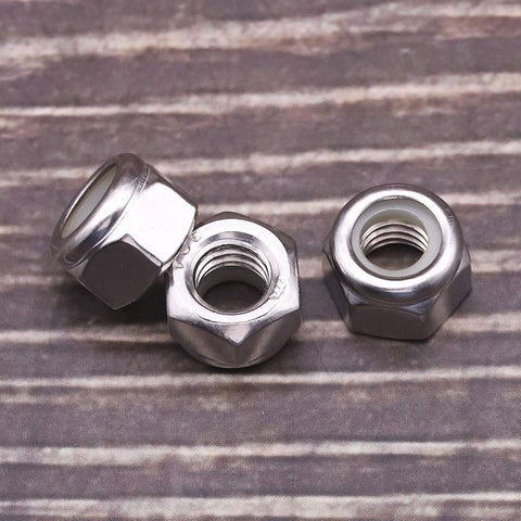 Nylon Insert Lock Nuts Ten Twenty Four UNC Coarse Thread Stainless Steel 304 Hex Insert For 3D Printers And Electronics Pack Of Fifty Locking Hardware For DIY Projects