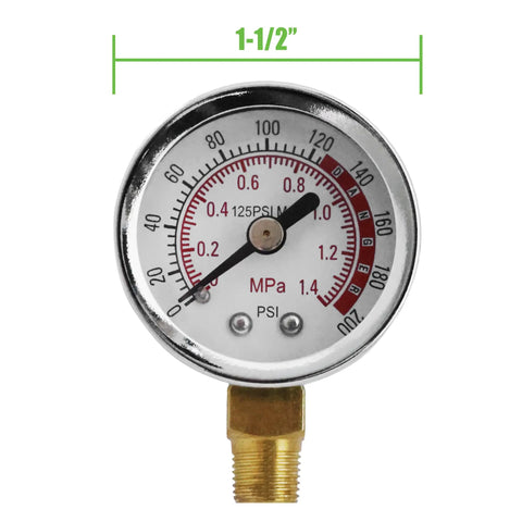 1.5 inch gauge from Air Tank Assembly Kit with 0-200 PSI and MPa readings for home garage workshop use up to 300 PSI