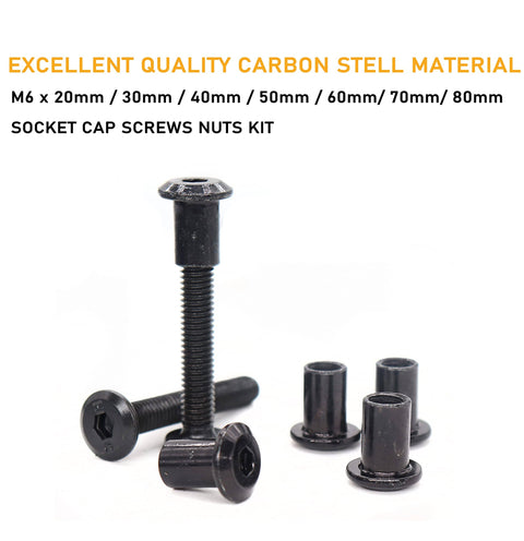 100 Piece Black M6 Hex Drive Socket Cap Bolts And Dowel Nuts Kit for DIY Furniture Builds Flat Head Allen Screws display