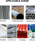 Various pipes including iron, natural gas, aluminum, plastic, galvanized, fire hose, and water pipe for plumbing applications.