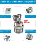 Brass Faucet Adapter With Aerator for Garden Hose, 360 Degree Swivel Sink to Hose Connector, Sturdy Chrome Plated Water Tap Adapter for Indoor and Outdoor Use, Easy Install and Leak Free, chrome brass