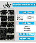 Heavy Duty Countersunk Flat Head Hex Bolt Nut Set Kit M2 To M6 Black Grade 10.9 Steel Hex Socket Screws 482 Piece Bundle Ideal For 3D Printers DIY Projects Household And Industrial Machinery. M3 screw kit with nuts