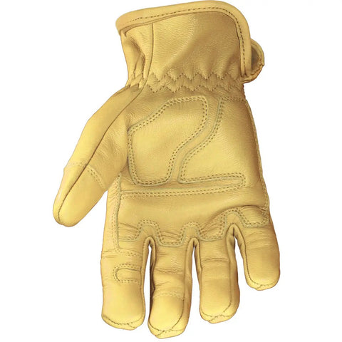 Double Layered Leather Work Gloves for Men With Arc Rated Puncture Resistant Safety 3D Construction For Dexterity Grip And Mobility Ergonomic Fit Keeps You Cool On The Job Tan Large front view