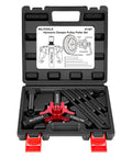 Harmonic Balancer Puller Set For Crankshaft Dampers 3 Jaw Pulley Removal Tool in black case with labeled compartments