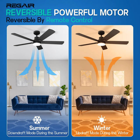 Comparison of 52 Inch Ceiling Fan With Light Remote Control Reversible DC Motor Noiseless 3 CCT Dimmable Timer in summer and winter modes in living room