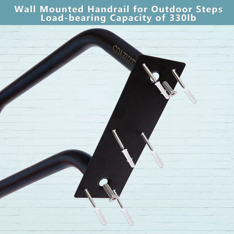 304 Stainless Steel Handrail for Outdoor Steps and Stairs, 1.25 Inch Tube U Shaped Wall Mounted Railing, installation detail