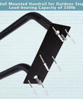 Close-up of a wall mounting plate of a Stainless Steel Outdoor Stair Hand Rail 18.5 Foot Long U Shaped Wall Mounted Grab Bar 1.25 Inch Tube 304SS.