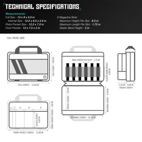 Diagram of the Specialist Series Tactical Double Scoped Handgun Case With Lockable Compartment For Outdoor Hunting And Range Day