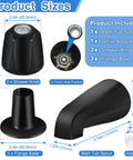 Matte Black Tub Spout And Shower Trim Kit With Three Knobs Including Hot Cold Diverter Easy Install Fits Half Inch Male Thread