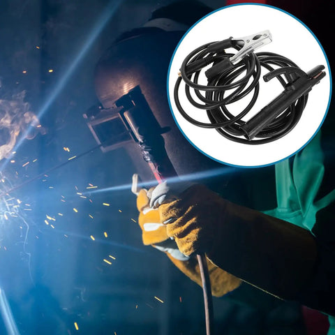 Heavy Duty Welding Holder And Ground Clamp Set Perfect For Mma Machines With Sturdy Connectors for versatile metal fabrication in action.