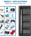 24-In-1 Magnetic Precision Screwdriver Set with Phillips and Flathead Bits for Electronics, PC, and Eyeglass Repair in case.