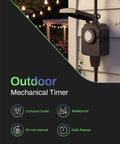 24 Hour Heavy Duty Mechanical Outdoor Timer Outlet With 30 Minute Intervals Waterproof Outdoor Plug for lights and pools