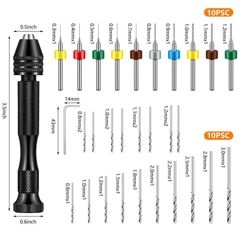 Must Have Resin Jewelry Drill Kit With Electric Hand Drill And Pin Vise, Includes 8 Drill Bits 0.8-1.2 Mm, 10 Mini Drills